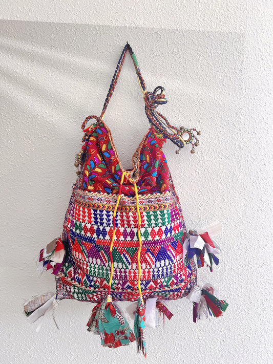 Handmade bag | Small Wristbag | Hand Stitching | Colorful Boho Style Ba