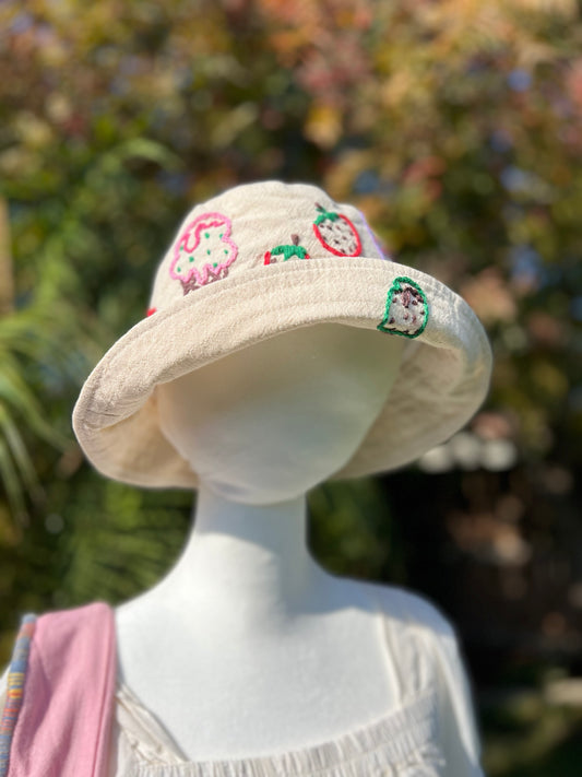 Pure cotton hand-embroidered cute hat-ice cream