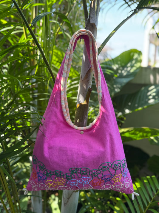 Handmade bag | Small Wristbag | Hand Stitching | Single shoulder bag | Bento bag-dog