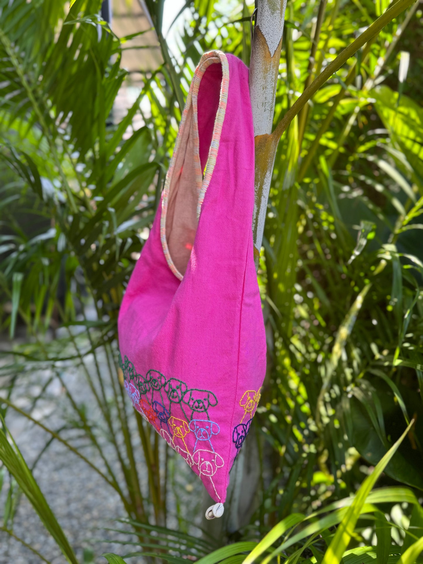 Handmade bag | Small Wristbag | Hand Stitching | Single shoulder bag | Bento bag-dog