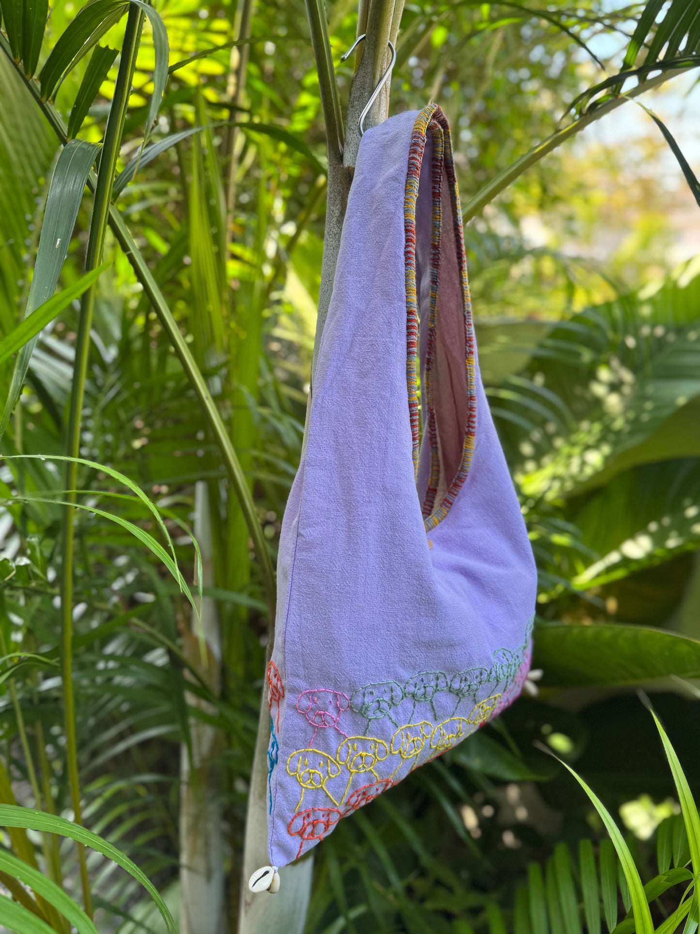 Handmade bag | Small Wristbag | Hand Stitching | Single shoulder bag | Bento bag-dog