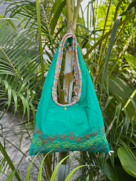 Handmade bag | Small Wristbag | Hand Stitching | Single shoulder bag | Bento bag-dog